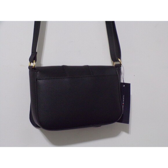 Tommy Hilfiger Black Crossbody Handbag w/Gold Accents Adj Strap Snap Closurer - Picture 5 of 7